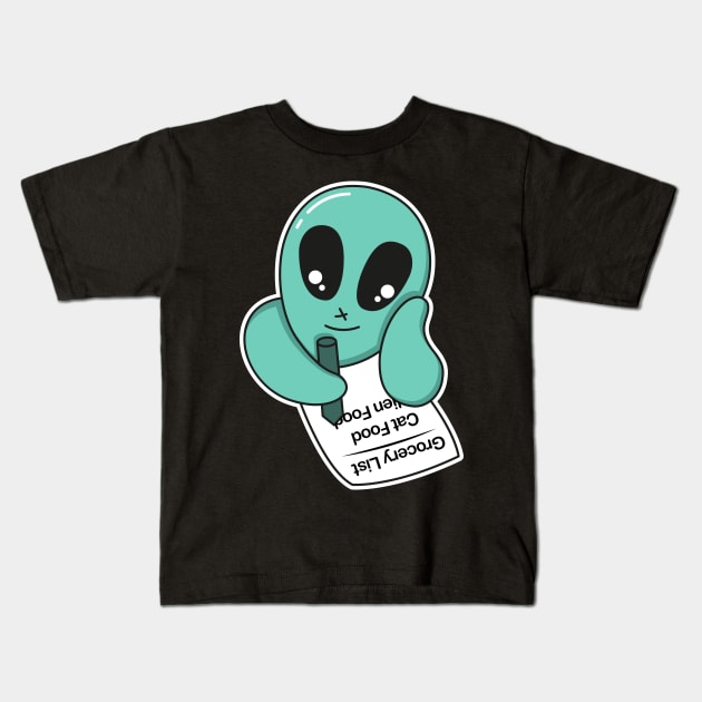alien grocery list Kids T-Shirt by Riczdodo